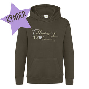 Hoodie "Follow your heart" *KINDER* HoodieOlive Green - Biniebo